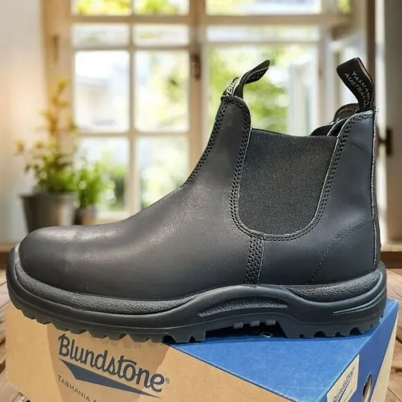 BLUNDSTONE Leather 179 Safety Work Lug Soles Chelsea Ankle Boots AU 9.5 US Men 1