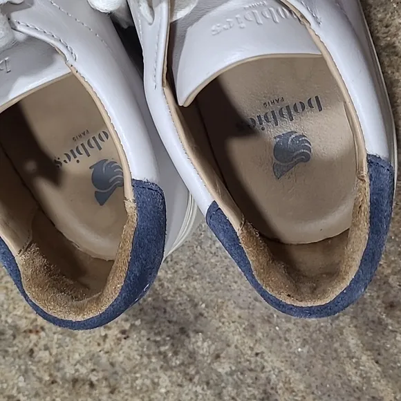 Bobbies Paris White Leather/blue Suede Sneakers Size EU43 / US 10