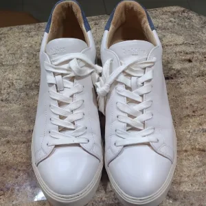 Bobbies Paris White Leather/blue Suede Sneakers Size EU43 / US 10