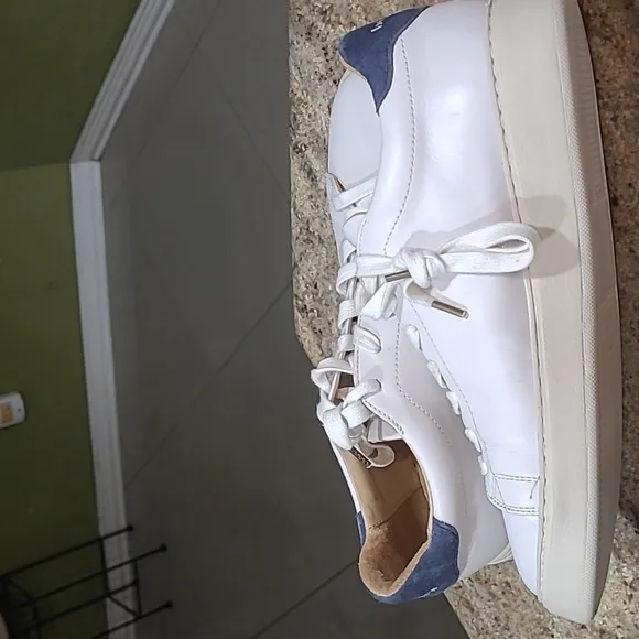 Bobbies Paris White Leather/blue Suede Sneakers Size EU43 / US 10