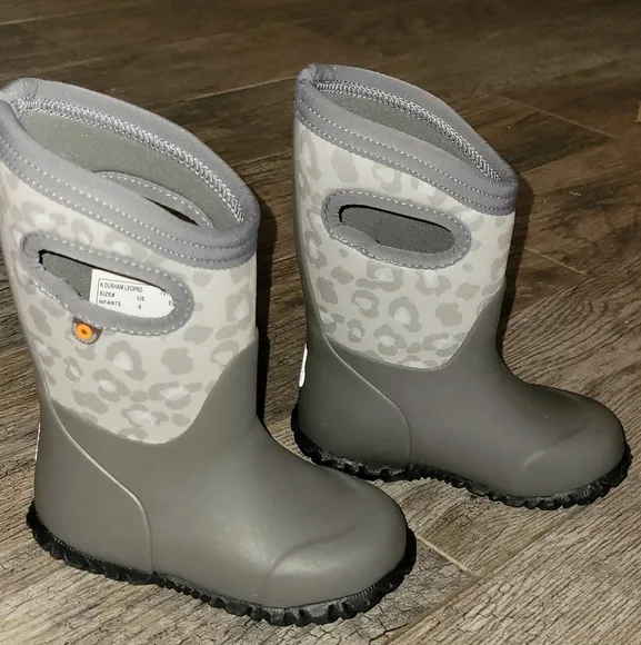 BOGS Boots Durham Leopard Toddler Shoes Gray Waterproof Outdoor Muck Boots
