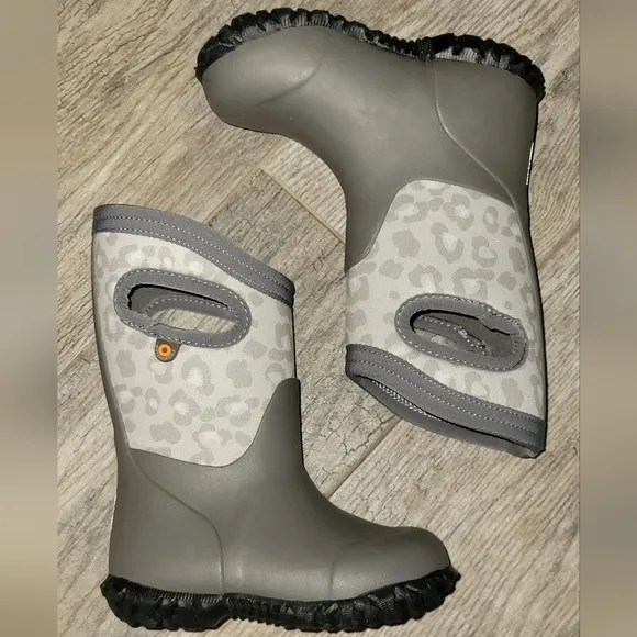 BOGS Boots Durham Leopard Toddler Shoes Gray Waterproof Outdoor Muck Boots