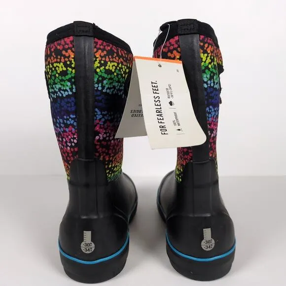 BOGS Classic II Design A Boot in Rainbow Dots Waterproof Traction Youth 2