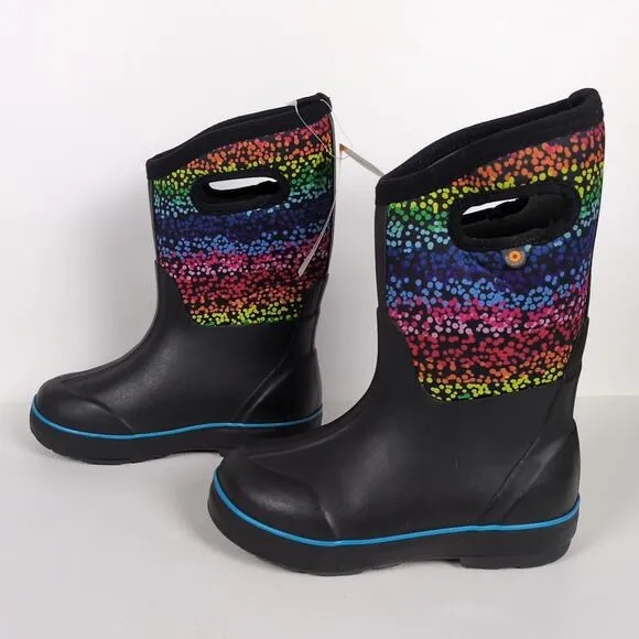 BOGS Classic II Design A Boot in Rainbow Dots Waterproof Traction Youth 2