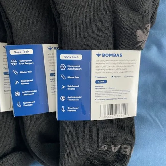 Bombas Socks x 10 pairs BUNDLE - Size Large - Ankle - Black NEW MENS UNISEX NWT