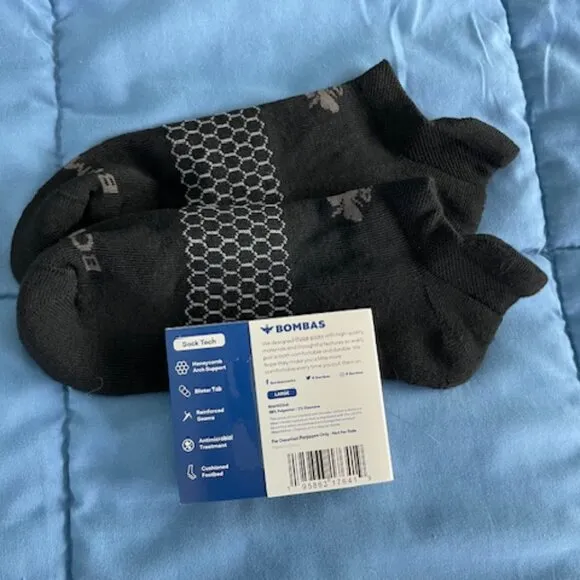 Bombas Socks x 10 pairs BUNDLE - Size Large - Ankle - Black NEW MENS UNISEX NWT