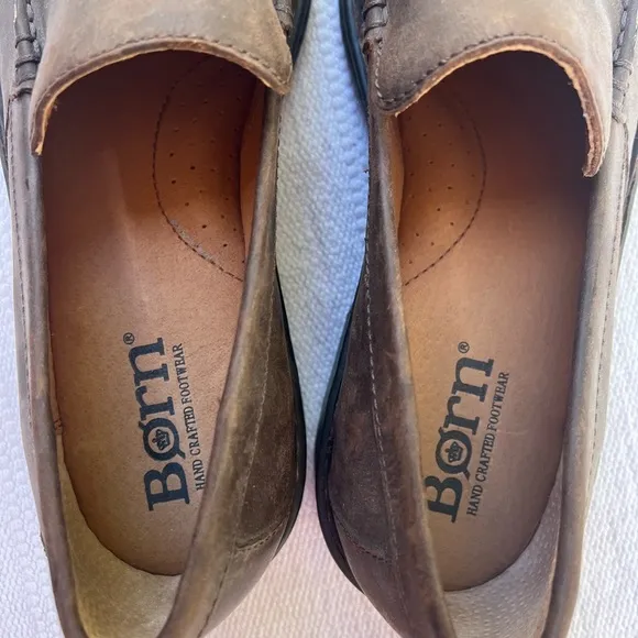Born Men Brown Leather Loafers Slip On Shoes Casual 10.5