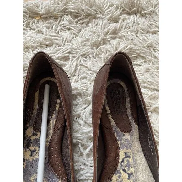 Born Ballet Flats Shoes Leather Brown 8.5 Knot Adele Dark Brown