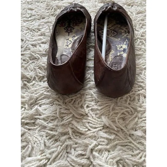 Born Ballet Flats Shoes Leather Brown 8.5 Knot Adele Dark Brown