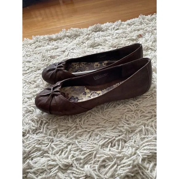 Born Ballet Flats Shoes Leather Brown 8.5 Knot Adele Dark Brown