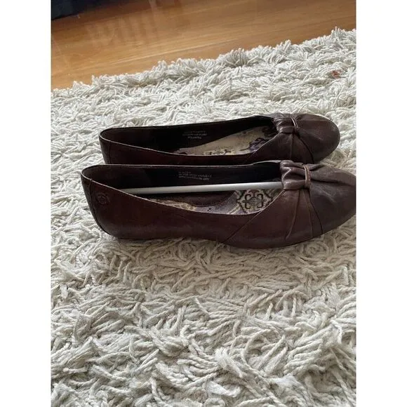 Born Ballet Flats Shoes Leather Brown 8.5 Knot Adele Dark Brown