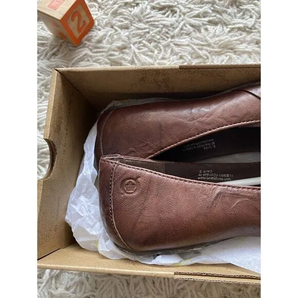 Born Ballet Flats Shoes Leather Brown 8.5 Knot Adele Dark Brown