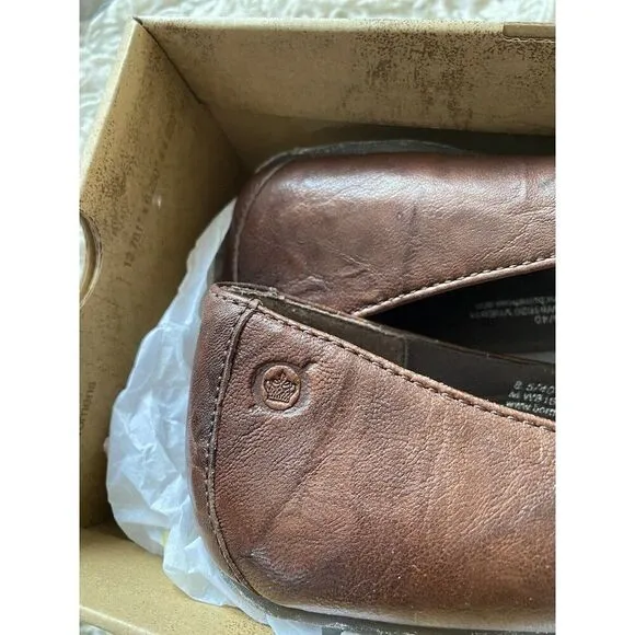 Born Ballet Flats Shoes Leather Brown 8.5 Knot Adele Dark Brown