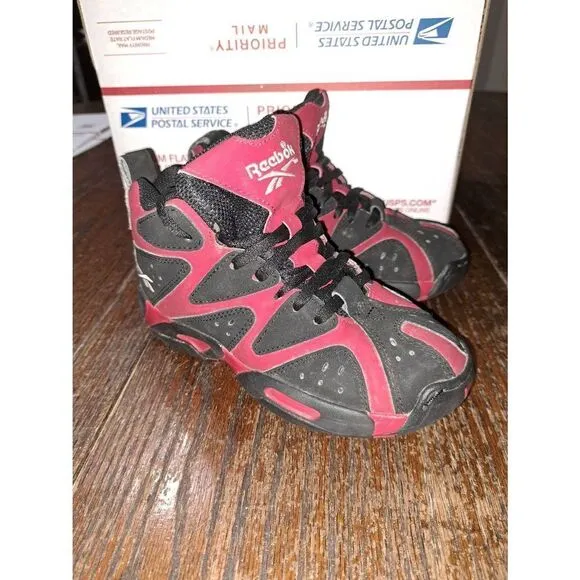 Boys Size 13 Reebok Red Black Kamikaze 1 Sneakers Mid Top Athletic Shoes