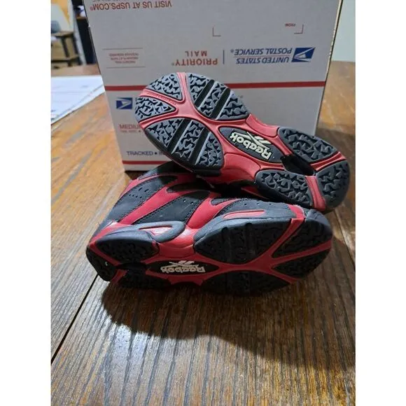 Boys Size 13 Reebok Red Black Kamikaze 1 Sneakers Mid Top Athletic Shoes