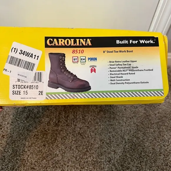 Brand New! Carolina 8” Steel Toe Work Boots - Size 15