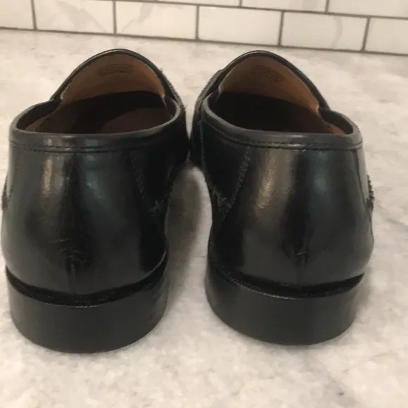 Brass Boots Woven Loafers Mens 10 Black Leather Shoes Slip On Walking Glove Luxe