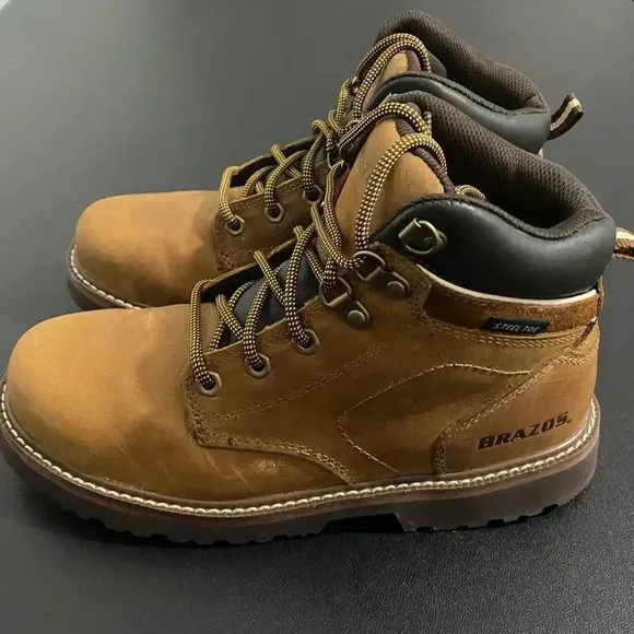 Brazos Bricen Steel Toe Boots Lace Up Work Boots Like New