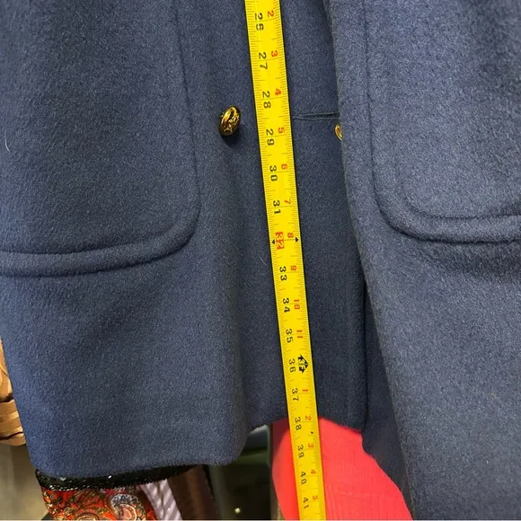 BRIGHT BLUE WOOL COAT JACKET PEACOAT VINTAGE 80s 90s Y2K PREPPY OVERSIZED WINTER