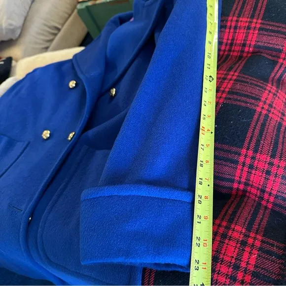 BRIGHT BLUE WOOL COAT JACKET PEACOAT VINTAGE 80s 90s Y2K PREPPY OVERSIZED WINTER