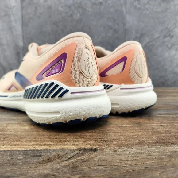 Brooks Adrenaline GTS 23 Size 7.5 Womens Apricot Orange Blue Running Shoes