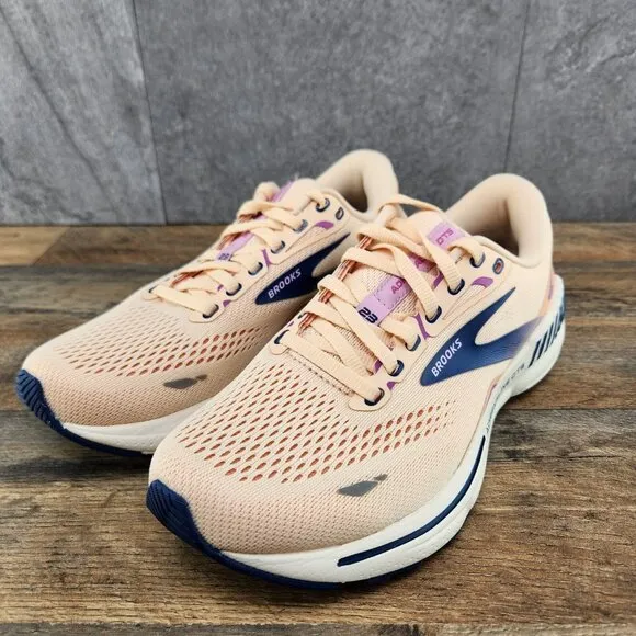 Brooks Adrenaline GTS 23 Size 7.5 Womens Apricot Orange Blue Running Shoes