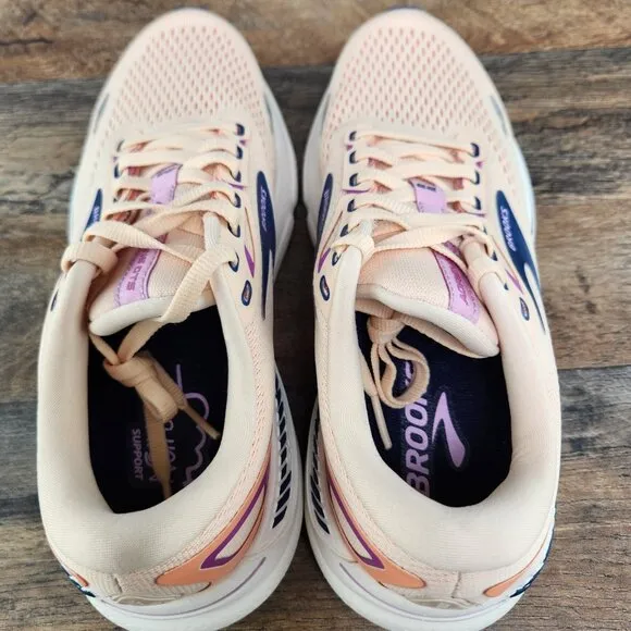 Brooks Adrenaline GTS 23 Size 7.5 Womens Apricot Orange Blue Running Shoes