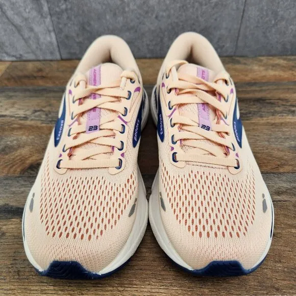 Brooks Adrenaline GTS 23 Size 7.5 Womens Apricot Orange Blue Running Shoes