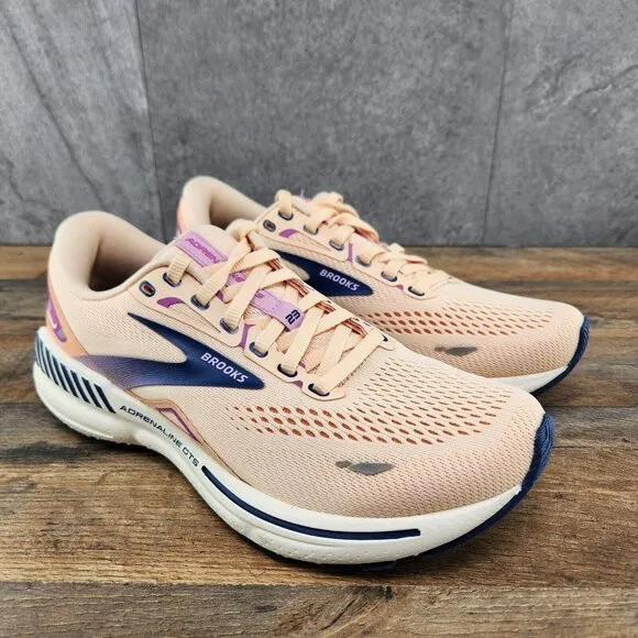 Brooks Adrenaline GTS 23 Size 7.5 Womens Apricot Orange Blue Running Shoes