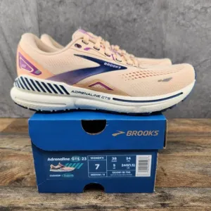 Brooks Adrenaline GTS 23 Sz 7 Womens Apricot Orange Blue Running Shoes