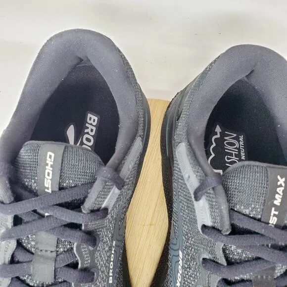 Brooks Ghost MAX Shoes Womens 10.5 D WIDE Triple Black Running Walking Sneakers