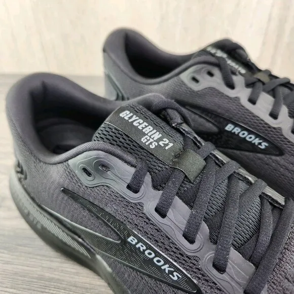 Brooks Glycerin GTS 21 Size 11 Mens Black Ebony Casual Running Athletic Shoes