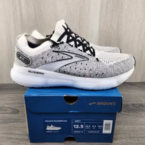 Brooks Glycerin StealthFit 20 Size 12.5 Mens White Grey Running Casual Shoes