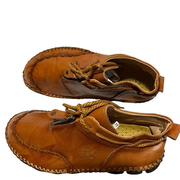 Brown- leather handmade mens comfortable stylish casual shoes.