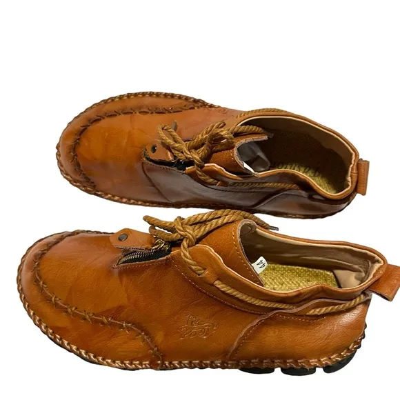 Brown- leather handmade mens comfortable stylish casual shoes.