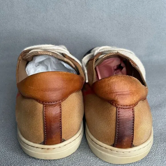 Burberry Beige Leather Nova Check Canvas Low Top Sneakers Women’s Size 39 AS IS