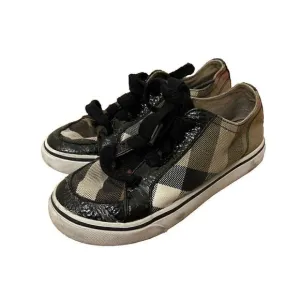 BURBERRY Kids canvas plaid brown lace up sneakers size US 11 EU 28