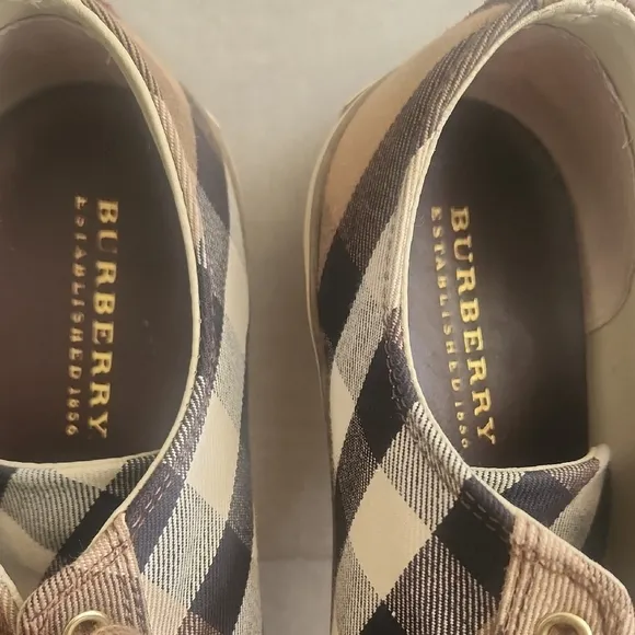 Burberry Tan and White Classic Sneakers