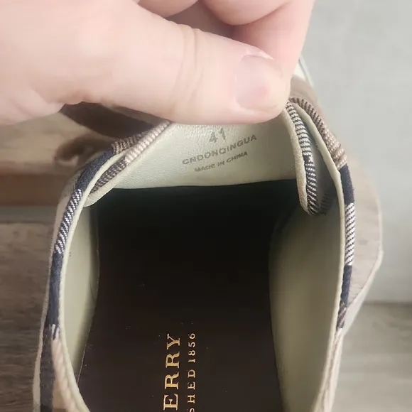 Burberry Tan and White Classic Sneakers