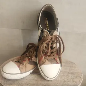 Burberry Tan and White Classic Sneakers