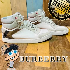 Burberry White Check Reeth Trainers —- Cert. Authentic Mens 10.5 🔥🔥🔥🔥😘