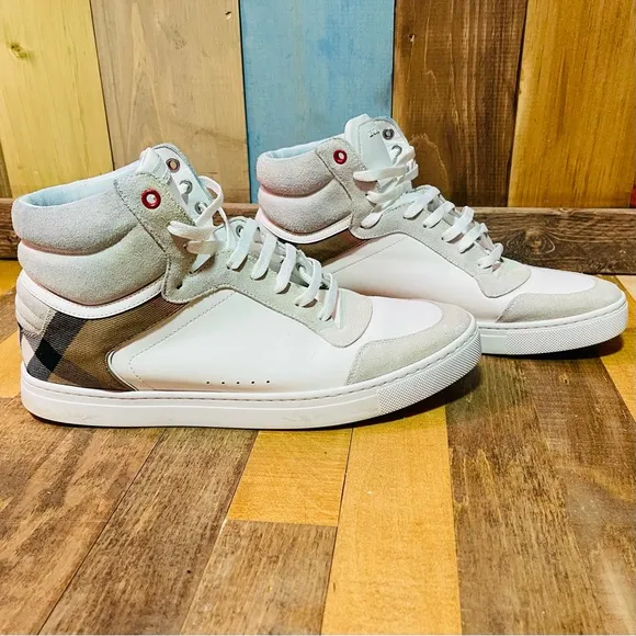 Burberry White Check Reeth Trainers —- Cert. Authentic Mens 10.5 🔥🔥🔥🔥😘
