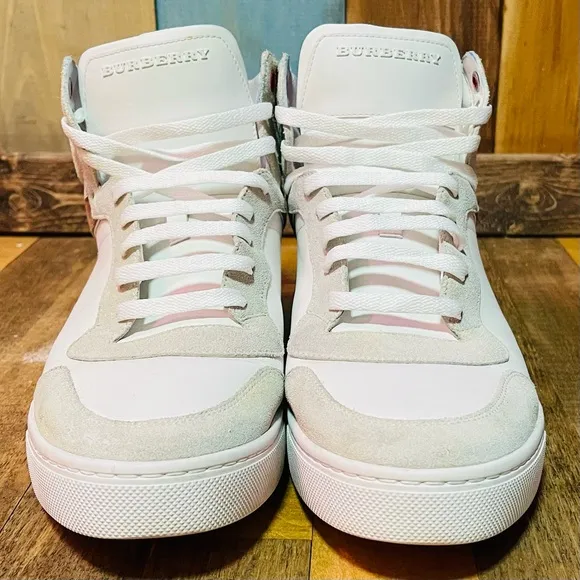 Burberry White Check Reeth Trainers —- Cert. Authentic Mens 10.5 🔥🔥🔥🔥😘
