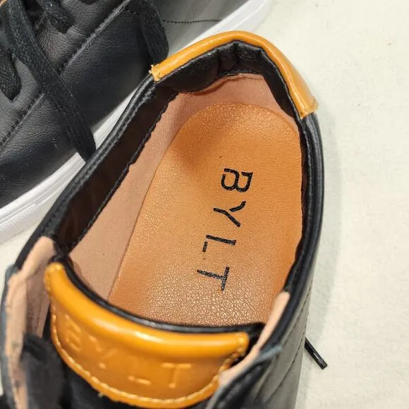 Bylt Shoes Mens Sz 9 Black Leather Casual Sneakers Gorpcore Dress Business Work