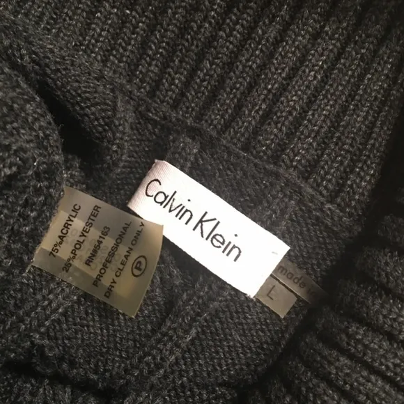CALVIN KLEIN SWEATER DRESS, Pullover style, 3/4  sleeves, Dark GRAY, NWOT, Size