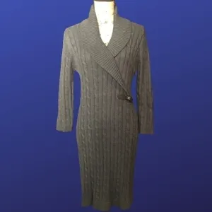 CALVIN KLEIN SWEATER DRESS, Pullover style, 3/4  sleeves, Dark GRAY, NWOT, Size