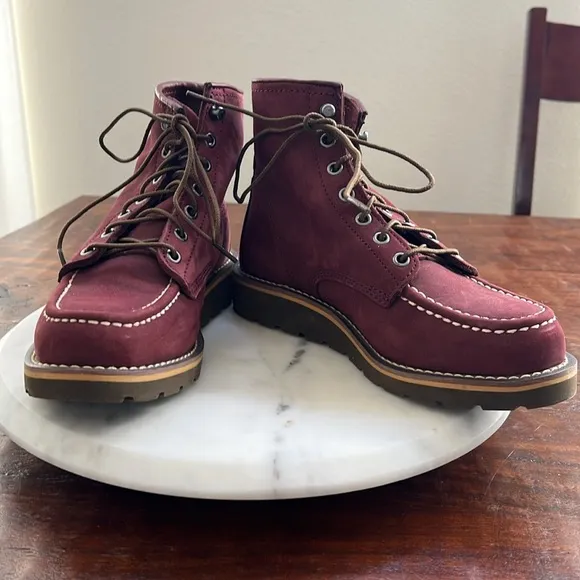 Carhartt Women's 6&quot; Wedge Unlined Moc Soft-Toe Burgundy Suede Boots 6