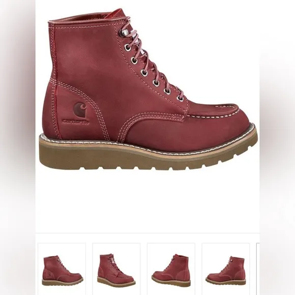 Carhartt Women's 6&quot; Wedge Unlined Moc Soft-Toe Burgundy Suede Boots 6