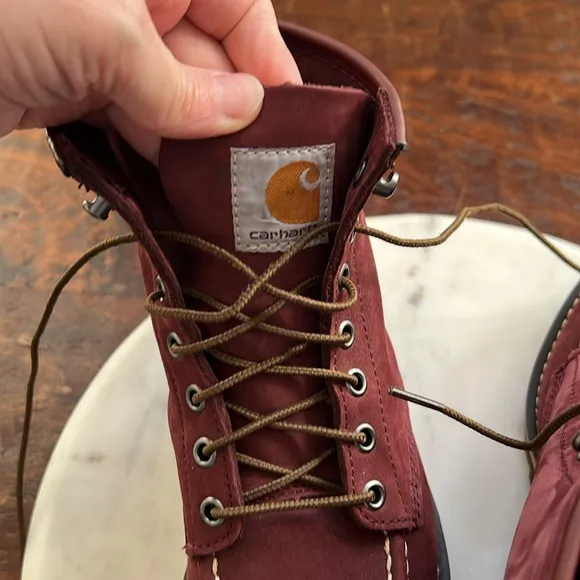 Carhartt Women's 6&quot; Wedge Unlined Moc Soft-Toe Burgundy Suede Boots 6