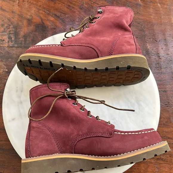 Carhartt Women's 6&quot; Wedge Unlined Moc Soft-Toe Burgundy Suede Boots 6